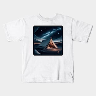 Starry Night Sanctuary: Cosmic Camping Kids T-Shirt